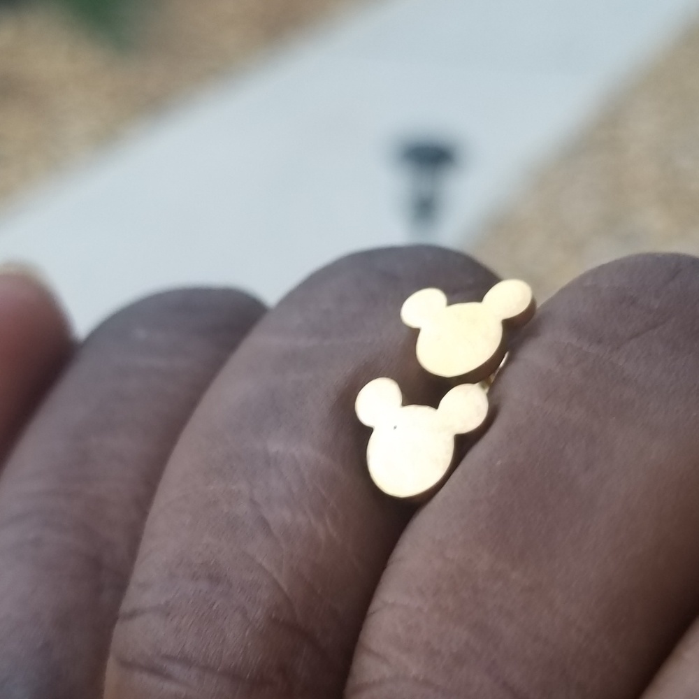 Stainless Steel Gold Mickey Studs